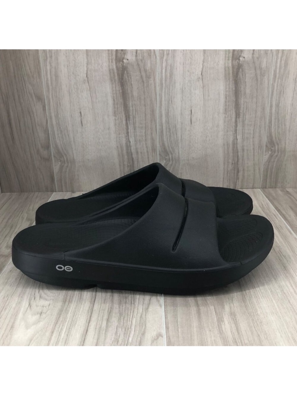 Oofos Slide Sandals Mens 13 Recovery Black Rubber Slip On Comfort Shoes